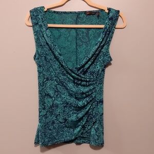 Sofia by Sofia Vergara Teal Patterned Blouse